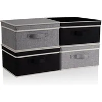 Luxuskollektion BrilliantJo Aufbewahrungsboxen mit Deckel 4er-Set Grau/Schwarz 33,5x31,75x17,5cm
