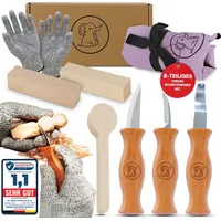 ELI Schnitzset Kinder 8-teilig inkl. Handschuhe und Lindenholz