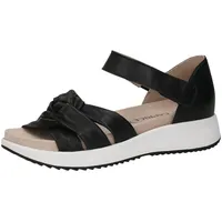 CAPRICE Damen Sandalen flach aus Leder mit Klettverschluss, Schwarz