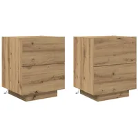 VidaXL Nachttische mit LED-Leuchten 2 Stk. Artisan Eiche 45x40x55