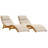 VidaXL Sonnenliegen mit Kissen 2 Stk. Cremeweiß Massivholz Akazie