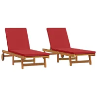 VidaXL Sonnenliegen 2 Stk. mit Tisch und Kissen Akazienholz