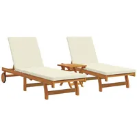 VidaXL Rollbare Sonnenliegen 2er Set mit Tisch und Kissen