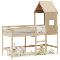 VidaXL Hochbett mit Leiter und Dach 80x200 cm Massivholz