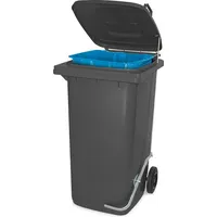 BRB-Lagertechnik Müllbehälter mit Fußpedal und Klemmring, 80 Liter, anthrazit,