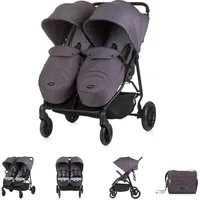 Chipolino Zwillingskinderwagen Top Stars, 77 cm breit, Wickeltasche, Fußsack