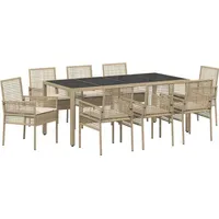 VidaXL Garten Essgruppe 9-tlg. Beige