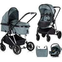 Chipolino Kinderwagen Aura 3 in 1, Autositz, Babywanne, Wickeltasche,