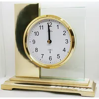 AMS Tischuhr Funk golden eckig modern messing farben mit