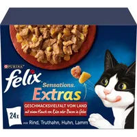 FELIX Katzennassfutter Sensations Extras in Gelee Geschmacksvielfalt vom Land