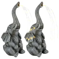 GLOBO Solarleuchte Elefant Gartendeko Tierfigur Solarlampe Außenleuchte grau Elefant,