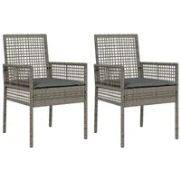 VidaXL Gartenstühle 2 Stk. mit Kissen Grau Poly Rattan
