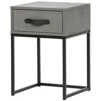 Woood Nachttisch Morris aus Kiefernholz, modern, grau, mit Schublade