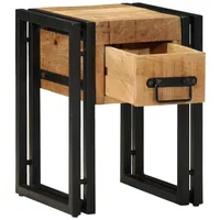 VidaXL Beistelltisch mit Schublade Schwarz 30x30x40cm Massivholz Mango