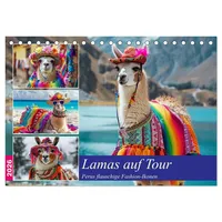Calvendo Lamas auf Tour. Perus flauschige Fashion-Ikonen (Tischkalender 2026