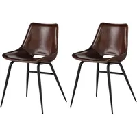Massivmoebel24 Stuhl Echtleder 47x59x78 braun IRON LABEL #22, 2er