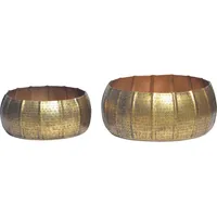 FineBuy FineBuy, Blumentopf, Pflanzgefäss 2er Set Pflanzkübel Metall Pflanzschale