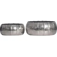 FineBuy FineBuy, Blumentopf, Pflanzgefäss 2er Set Pflanzkübel Metall Pflanzschale