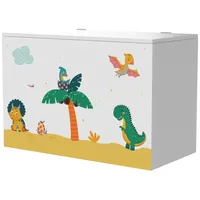 [en.casa] Spielzeugkiste Oleiros Dinosaurier Motiv Weiß / Grün /