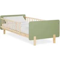 Homestyle4u Kinderbett 90x200 mit Rausfallschutz Holzbett Grün mit Lattenrost