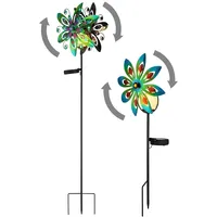 GLOBO Gartendeko Windrad LED Solarleuchte, Glaskugel, bunt Außenlampe Erdspieß,