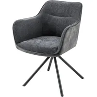 Riess-Ambiente Drehbarer Stuhl Verona dunkelgrau Samt Strukturstoff mit Armlehne