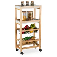 Relaxdays Nischenwagen 4 Ebenen Weiß,Hellbraun,Silber