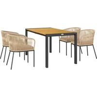 Outsunny 5-teiliges Polyrattan Gartenmöbel-Set für 4 Personen, wetterfest Balkonmöbel