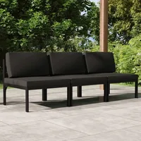 VidaXL Gartensofa 3-Sitzer mit Kissen Aluminium Anthrazit