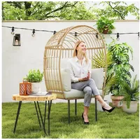 Outsunny Rattansessel Ei-Förmig 95 x 95 x 155 cm