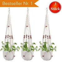 Bonn-Design Premium Makramee Blumenampel 90cm Innen Außen Garten Blumentopf