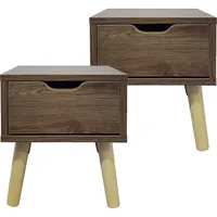 Hti-Living Nachttisch 1 Schublade 2er-Set Thekla Eiche