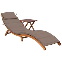 VidaXL Sonnenliege mit Tisch und Auflage Massivholz Akazie