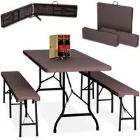 Relaxdays Bierzeltgarnitur klappbar, 3-tlg. Bierbank Set mit großem Tisch,