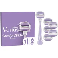 Gillette Venus ComfortGlide Breeze Damenrasierer, 6 Ersatzklingen, rutschfestes, ergonomisches