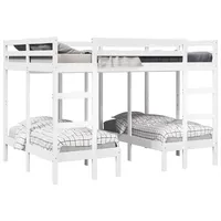 VidaXL Dreifach-Etagenbett Weiß 140x200/70x140 cm Massivholz Kiefer