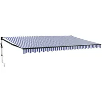 VidaXL Elektrische Markise mit Kurbel Blau und Weiß 5x3