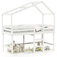 VidaXL Hochbett mit Leiter und Dach Weiß 90x190 cm