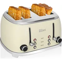 Zilan 4 Scheiben Retro Toaster 6 Bräunungsstufen 1500 Watt