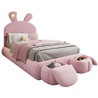 XDOVET Kinderbett Hasenohren 90 x 200 cm Samt rosa