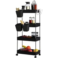 Luxuskollektion Aufbewahrungswagen 4 Ebenen Rollwagen Rädern und Hängebechern