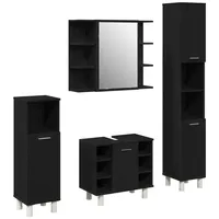 VidaXL Badezimmer-Set 4-tlg. Schwarz Eiche