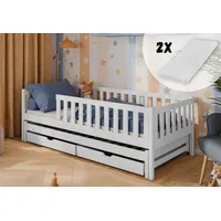 Kids Collective Kinderbett 90x200 mit Ausziehbett und zwei Schubladen,