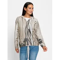 Heine Kapuzenstrickjacke in sand-anthrazit-bedruckt | Gr.: 36