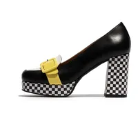 Fly london Damen ELLO242FLY Pumps, Black/White/Lemon, 39 EU