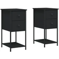 VidaXL Nachttische 2 Stk. Schwarz 32x42x70 cm Holzwerkstoff