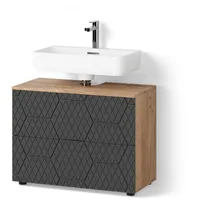 Livinity Livinity® Waschbeckenunterschrank Anthrazit mit Wabenstruktur, 80 x 58.6