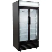 GastroHero Getränkekühlschrank Eco 630 mit Leuchtaufsatz und Klapptüren,