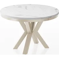 WFL GROUP Esstisch Ecru, Rund,Rund, 100x76x100 cm, Esszimmer, Tische,