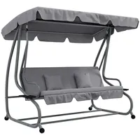 Outsunny Hollywoodschaukel mit Liegefunktion, 3-Sitzer Gartenschaukel mit Verstellbarem Dach,